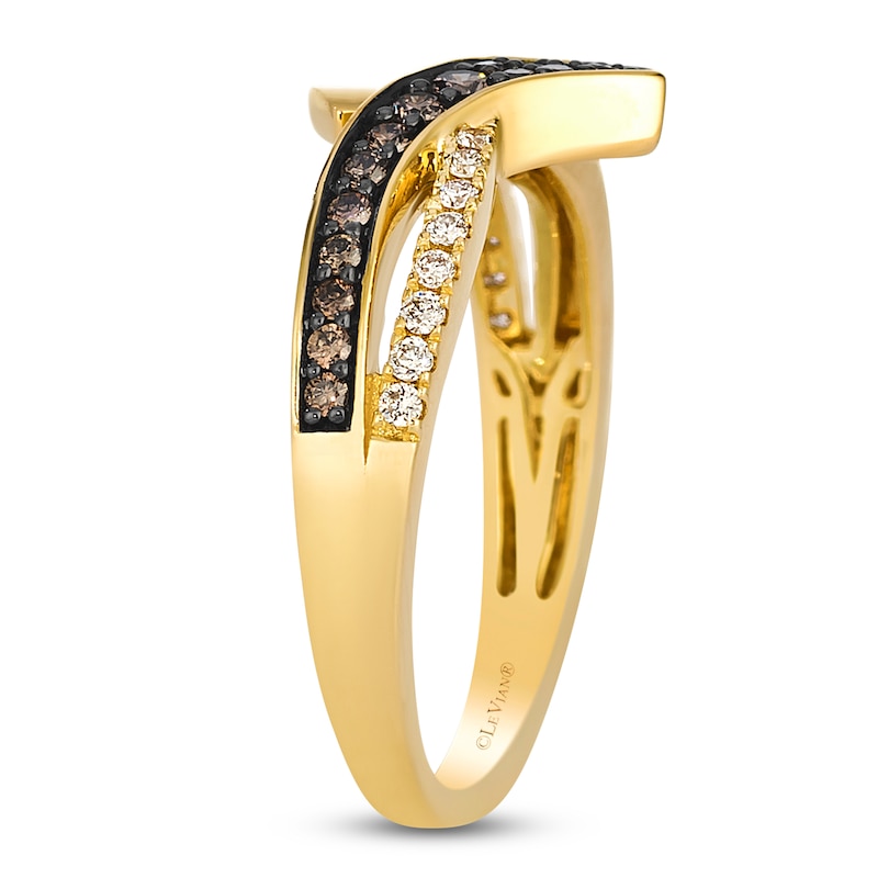 Main Image 2 of Le Vian Chocolate Diamond Crisscross Ring 1/4 ct tw 14K Honey Gold