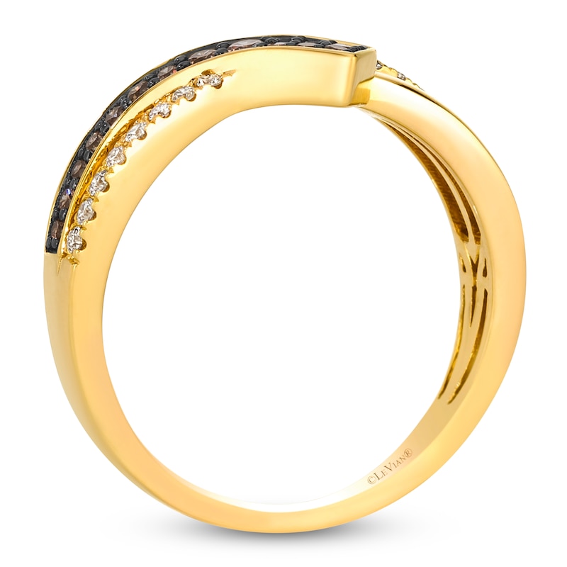 Main Image 3 of Le Vian Chocolate Diamond Crisscross Ring 1/4 ct tw 14K Honey Gold