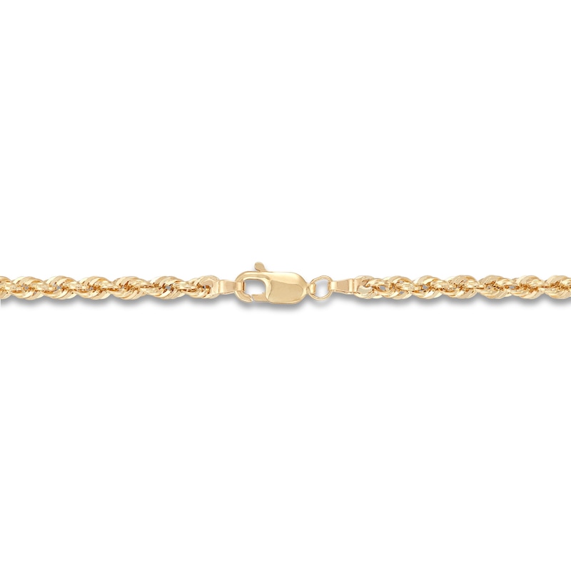 Main Image 2 of Glitter Rope Chain Necklace 3mm Semi-Solid 10K Yellow Gold 20"