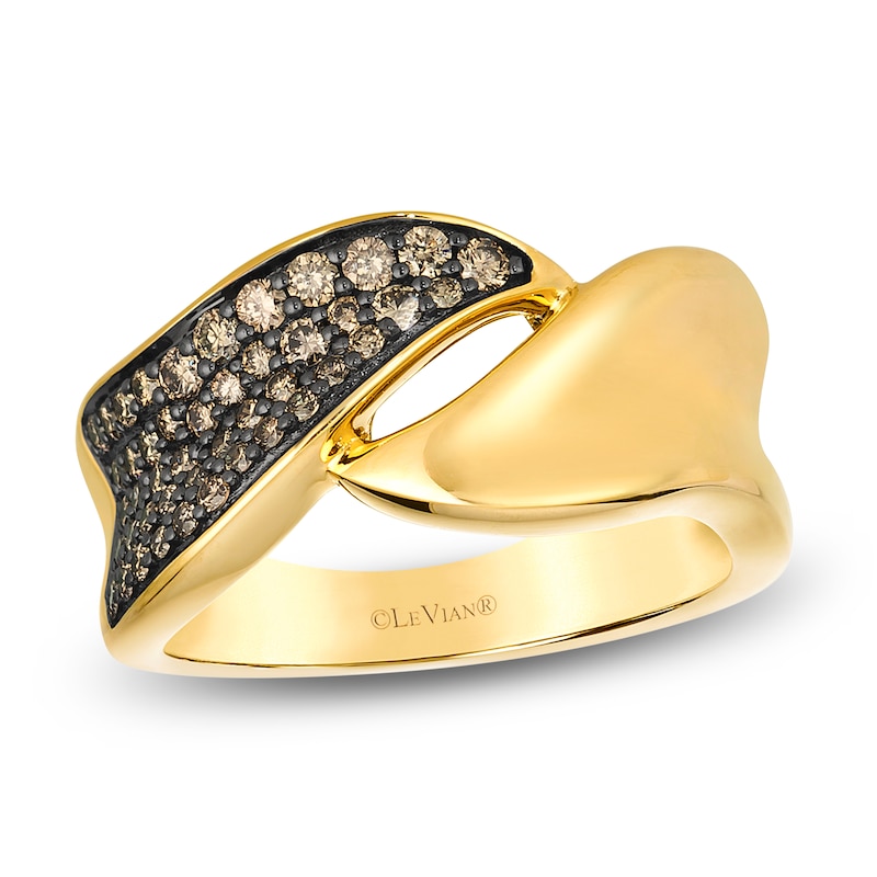 Main Image 1 of Le Vian Chocolate Diamond Concave Bypass Ring 3/8 ct tw 14K Honey Gold