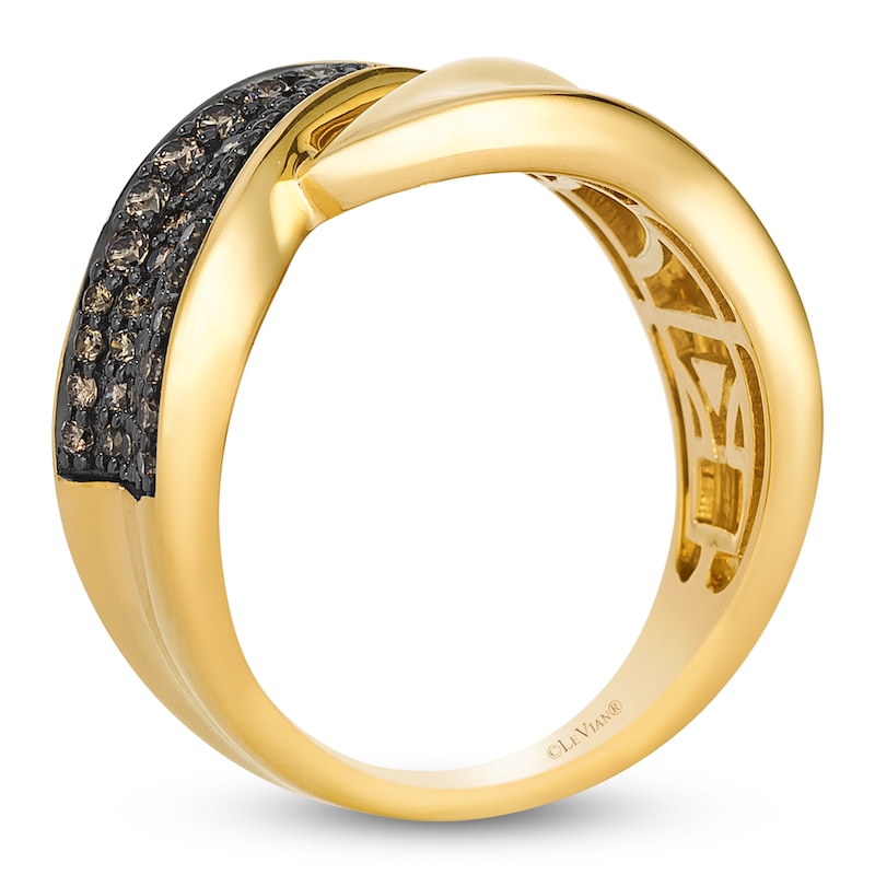Main Image 2 of Le Vian Chocolate Diamond Concave Bypass Ring 3/8 ct tw 14K Honey Gold