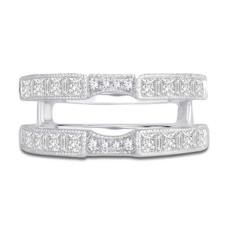 Main Image 3 of Princess & Round-Cut Diamond Milgrain Enhancer Ring 1 ct tw 14K White Gold