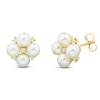 Thumbnail Image 1 of Cultured Pearl & Diamond Cluster Stud Earrings 1/20 ct tw 14K Yellow Gold