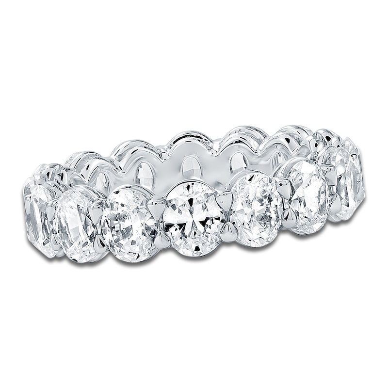 Main Image 1 of Certified Oval-Cut Diamond Eternity Band 4-1/2 to 5-3/8 ct tw 14K White Gold