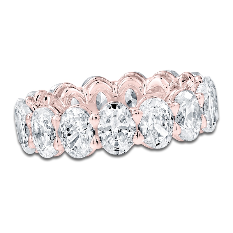 Main Image 1 of Certified Oval-Cut Diamond Eternity Band 6-3/4 to 8-1/6 ct tw 14K Rose Gold