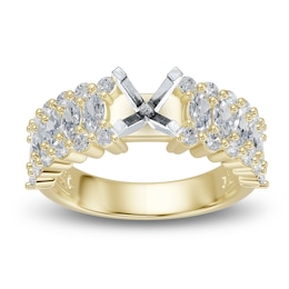 Certified Marquise & Round-Cut Diamond Engagement Ring Setting 1-1/2 ct tw 14K Yellow Gold