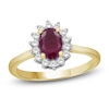Thumbnail Image 1 of Oval-Cut Certified Natural Ruby & Diamond Starburst Halo Ring 1/5 ct tw 14K Yellow Gold