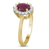 Thumbnail Image 2 of Oval-Cut Certified Natural Ruby & Diamond Starburst Halo Ring 1/5 ct tw 14K Yellow Gold