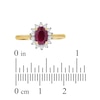 Thumbnail Image 3 of Oval-Cut Certified Natural Ruby & Diamond Starburst Halo Ring 1/5 ct tw 14K Yellow Gold