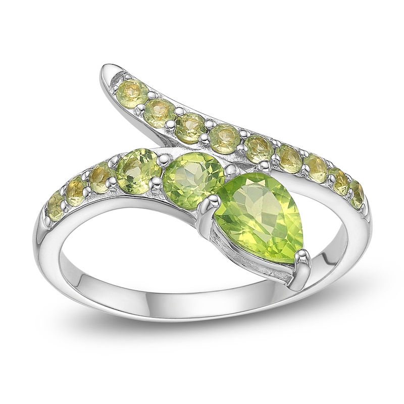 Main Image 1 of Pear-Shaped & Round-Cut Peridot Snake Wrap Ring Sterling Silver