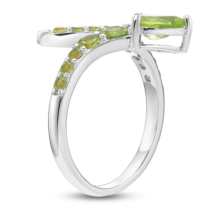 Main Image 2 of Pear-Shaped & Round-Cut Peridot Snake Wrap Ring Sterling Silver