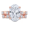 Thumbnail Image 3 of Oval-Cut Lab-Grown Diamond Hidden Halo Bridal Set 4-3/4 ct tw 14K Rose Gold