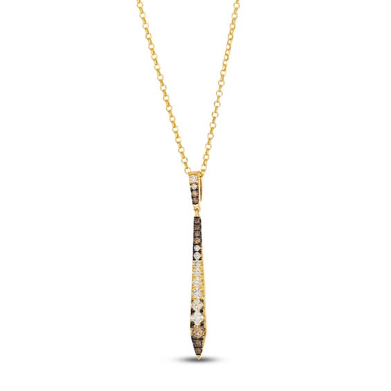 Le Vian Chocolate Ombré Diamond Elongated Bar Necklace 1/2 ct tw Diamonds 14K Honey Gold 19"