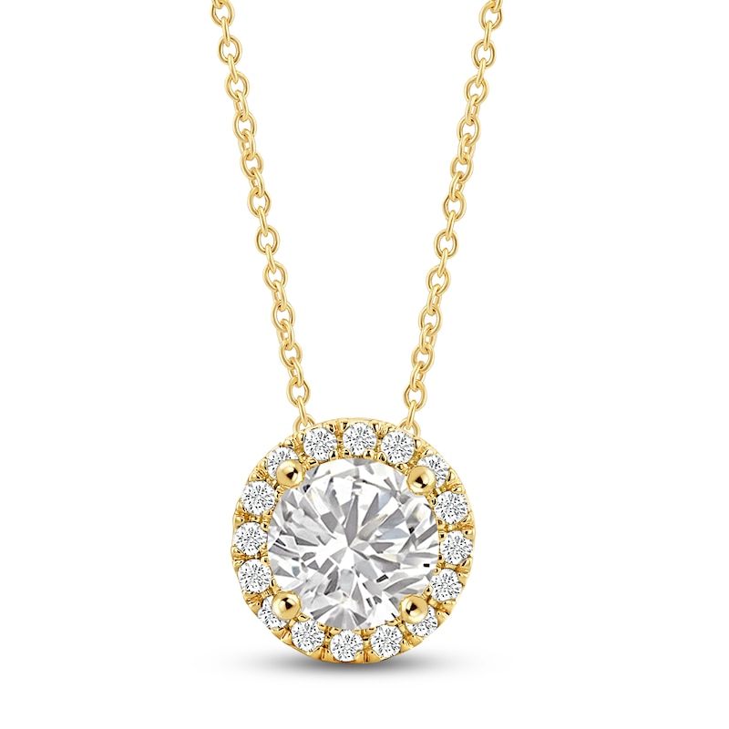 Main Image 1 of Jared Signature Lab-Grown Diamond Halo Necklace 1-1/2 ct tw 14K Yellow Gold 18"