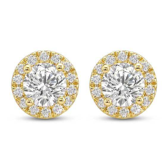 Jared Signature Lab-Grown Diamond Halo Stud Earrings 1-1/2 ct tw 14K Yellow Gold