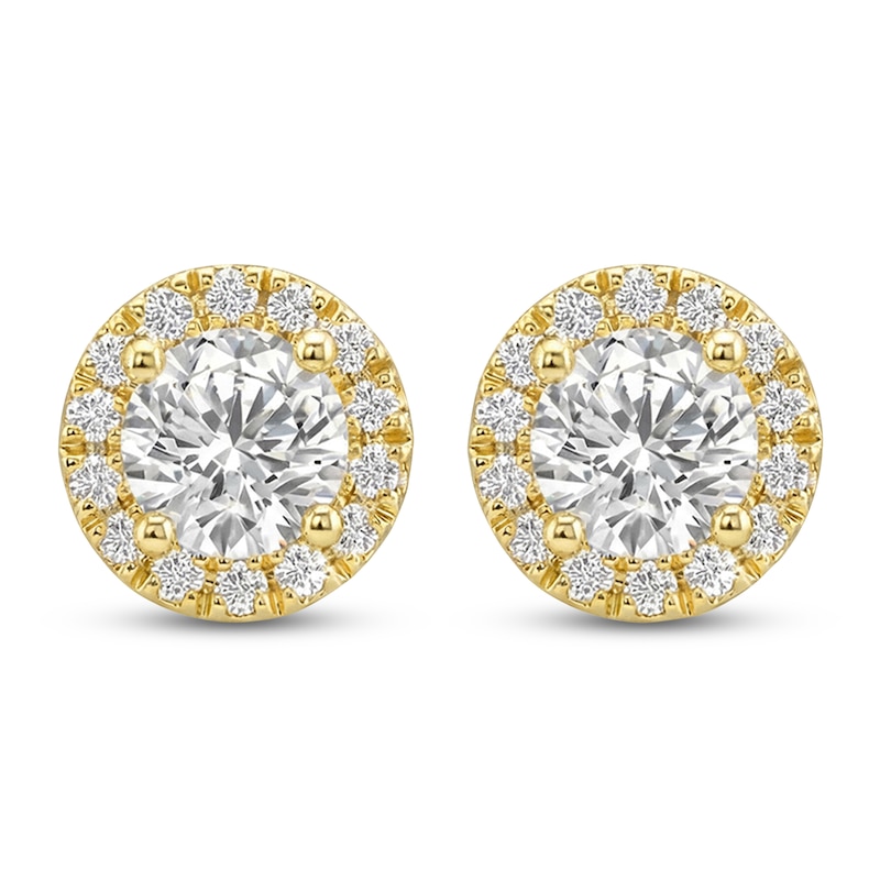Main Image 1 of Jared Signature Lab-Grown Diamond Halo Stud Earrings 1-1/2 ct tw 14K Yellow Gold