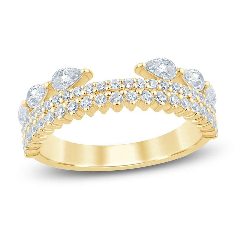 Main Image 1 of Chosen Certified Pear-Shaped & Round Diamond Open Ring 1 ct tw 14K Yellow Gold