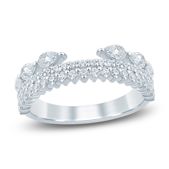 Chosen Certified Pear-Shaped & Round Diamond Open Ring 1 ct tw 14K White Gold