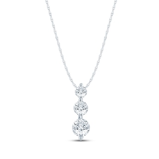 Jared Signature Lab-Grown Diamond Three-Stone Necklace 1 ct tw 10K White Gold 18"