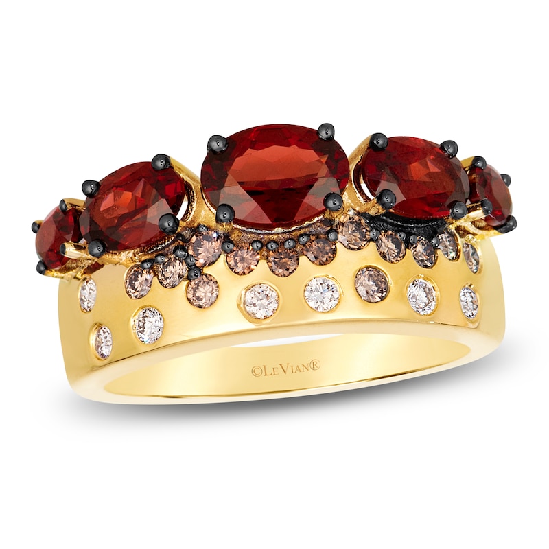 Main Image 1 of Le Vian Oval-Cut Natural Garnet Ring 1/3 ct tw Diamonds 14K Honey Gold