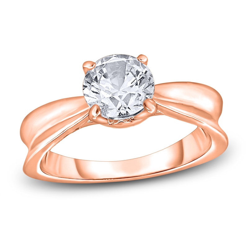 Main Image 1 of Diamond Solitaire Concave Engagement Ring 1/2 ct tw Round 14K Rose Gold (I2/I)