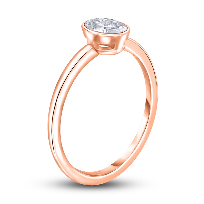 Main Image 2 of Diamond Solitaire Engagement Ring 1/2 ct tw Bezel-Set Oval 14K Rose Gold (I2/I)