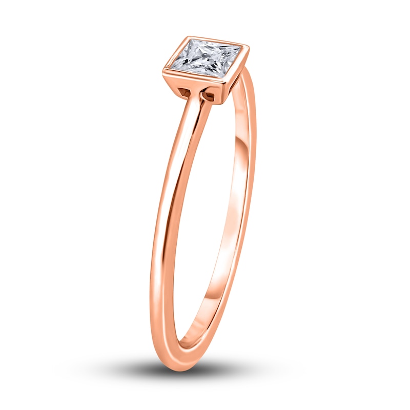 Main Image 2 of Diamond Solitaire Engagement Ring 1/4 ct tw Bezel-Set Princess 14K Rose Gold (I2/I)
