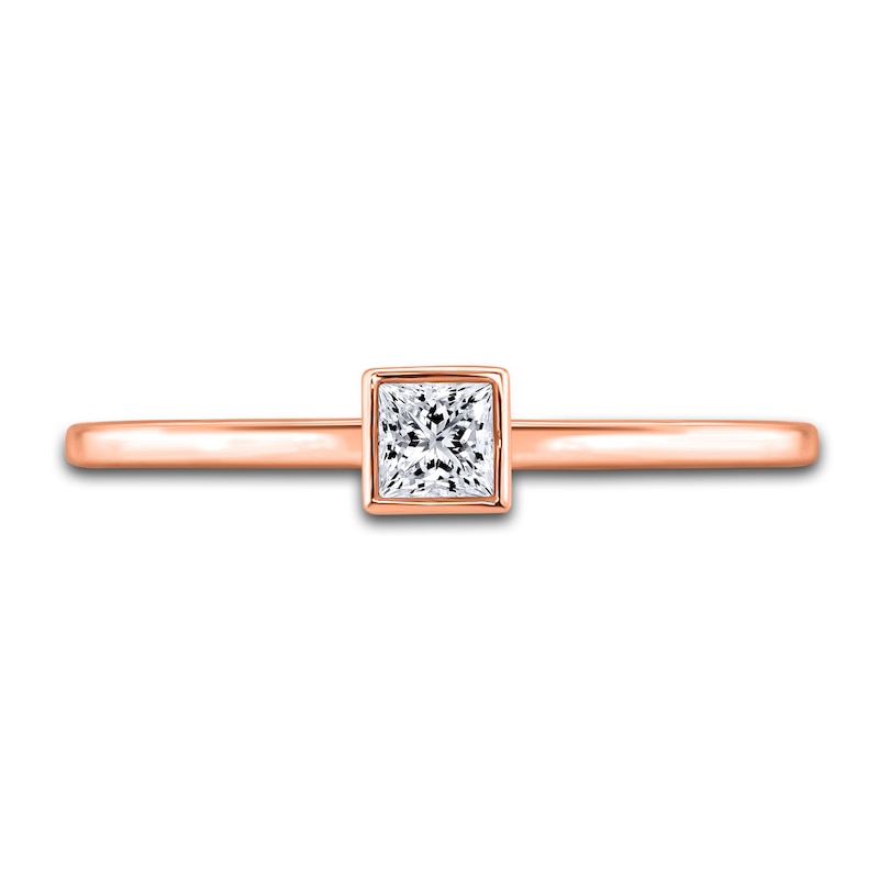 Main Image 3 of Diamond Solitaire Engagement Ring 1/4 ct tw Bezel-Set Princess 14K Rose Gold (I2/I)