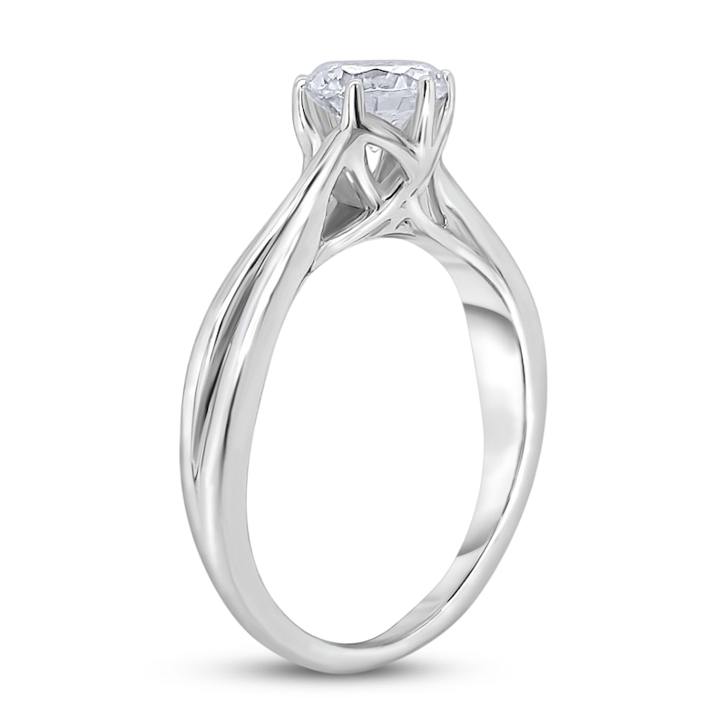 Main Image 2 of Diamond Solitaire Twist Engagement Ring 1 ct tw Round 14K White Gold (I2/I)