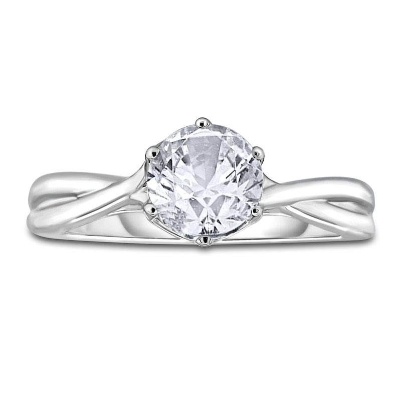 Main Image 3 of Diamond Solitaire Twist Engagement Ring 1 ct tw Round 14K White Gold (I2/I)
