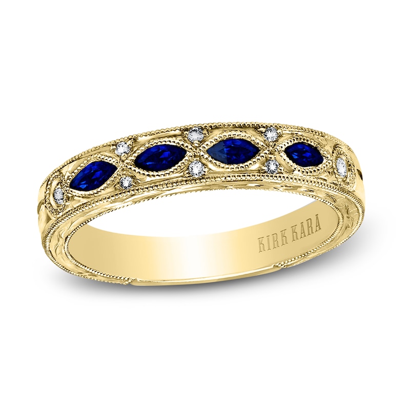 Main Image 1 of Kirk Kara Natural Blue Sapphire Anniversary Band Diamond Accents 18K Yellow Gold