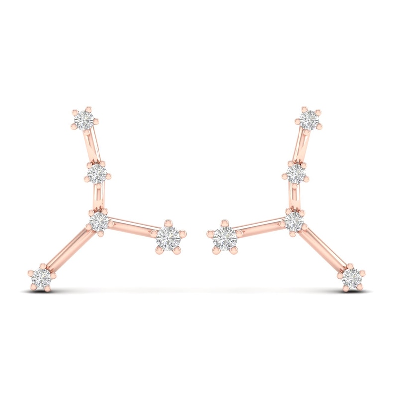 Main Image 1 of Diamond Cancer Constellation Earrings 1/8 ct tw Round 14K Rose Gold