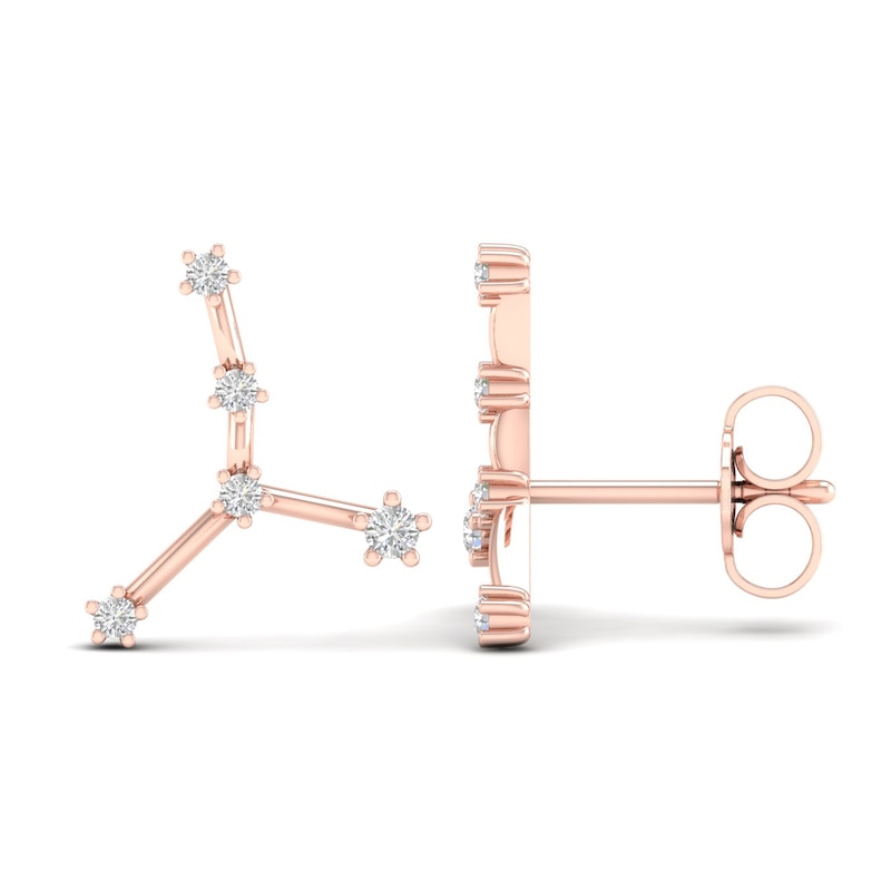 Main Image 2 of Diamond Cancer Constellation Earrings 1/8 ct tw Round 14K Rose Gold