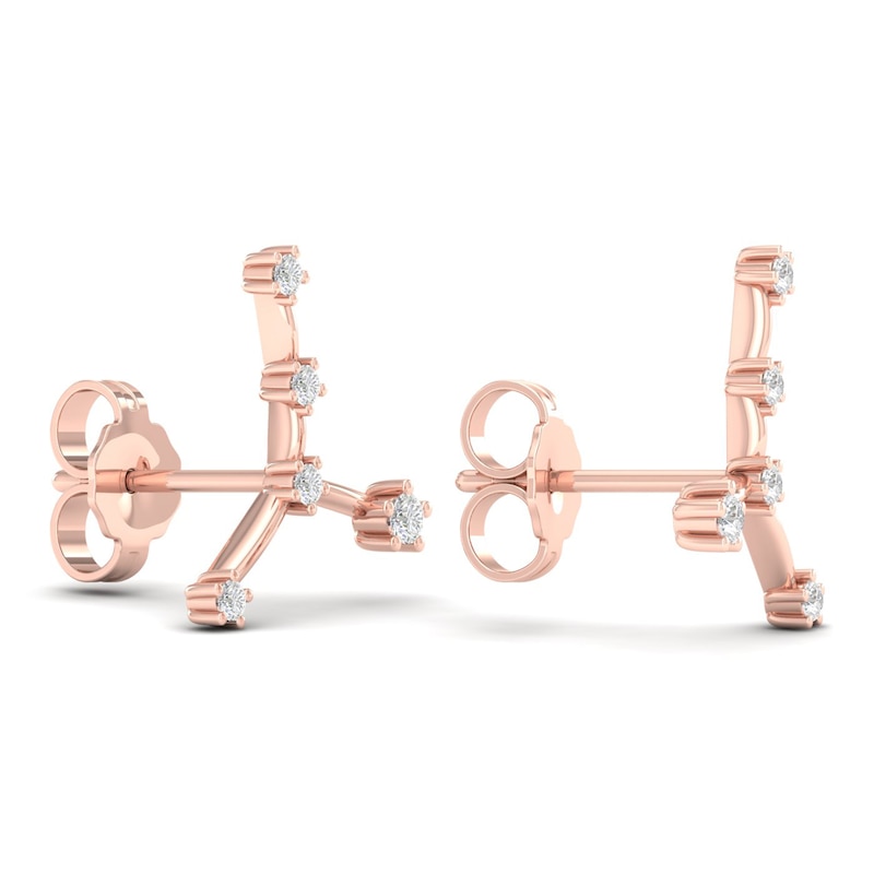 Main Image 3 of Diamond Cancer Constellation Earrings 1/8 ct tw Round 14K Rose Gold