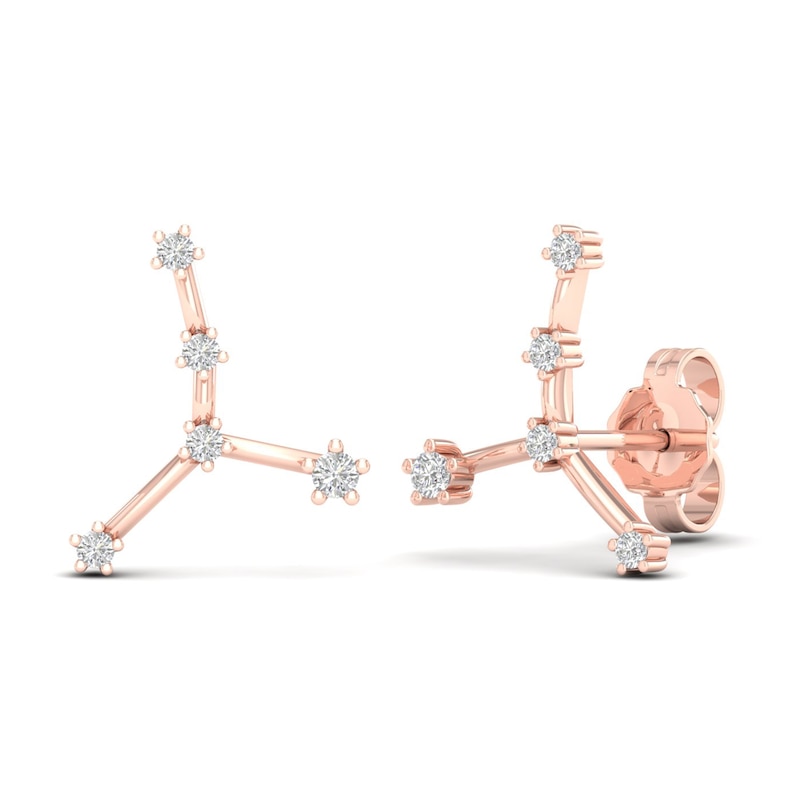 Main Image 4 of Diamond Cancer Constellation Earrings 1/8 ct tw Round 14K Rose Gold