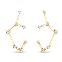 Diamond Sagittarius Constellation Earrings 1/8 ct tw Round 14K Yellow Gold