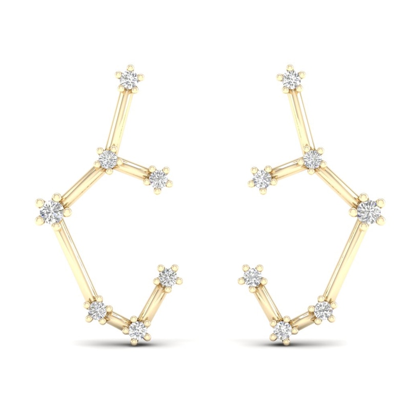 Main Image 1 of Diamond Sagittarius Constellation Earrings 1/8 ct tw Round 14K Yellow Gold