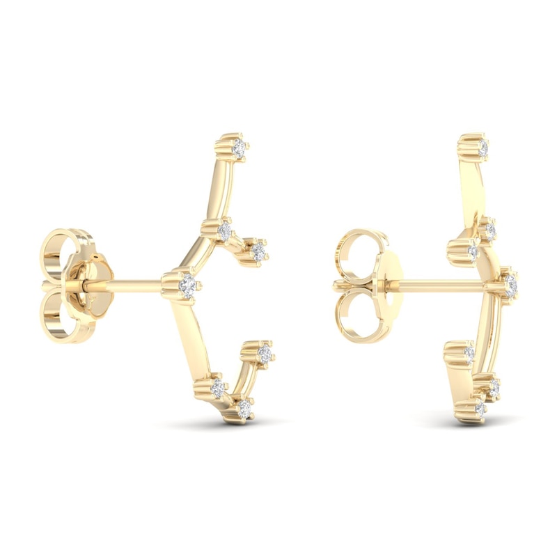 Main Image 3 of Diamond Sagittarius Constellation Earrings 1/8 ct tw Round 14K Yellow Gold
