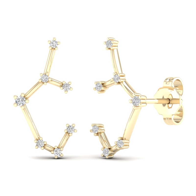 Main Image 4 of Diamond Sagittarius Constellation Earrings 1/8 ct tw Round 14K Yellow Gold