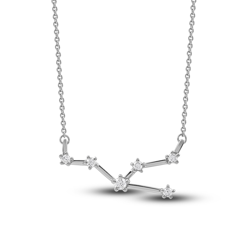 Main Image 1 of Diamond Taurus Constellation Pendant Necklace 1/6 ct tw Round 14K White Gold