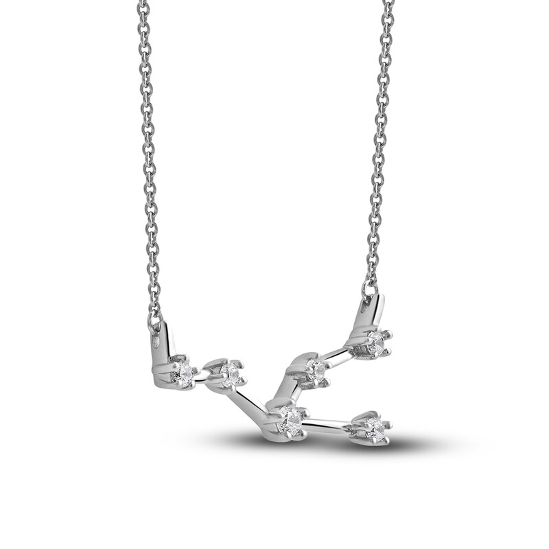 Main Image 2 of Diamond Taurus Constellation Pendant Necklace 1/6 ct tw Round 14K White Gold