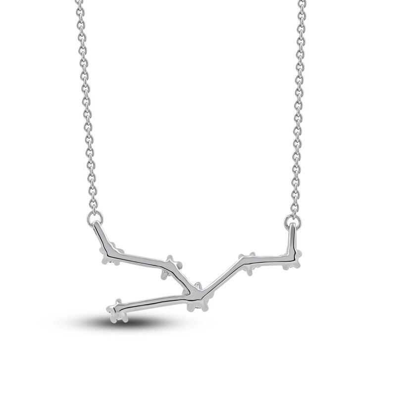 Main Image 3 of Diamond Taurus Constellation Pendant Necklace 1/6 ct tw Round 14K White Gold