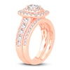 Thumbnail Image 2 of Diamond Double Halo Bridal Set 1-1/2 ct tw Princess/Round 14K Rose Gold