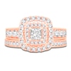 Thumbnail Image 3 of Diamond Double Halo Bridal Set 1-1/2 ct tw Princess/Round 14K Rose Gold