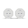 Thumbnail Image 1 of Men's Diamond Stud Earrings 1/2 ct tw Round/Baguette 10K White Gold