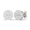 Thumbnail Image 4 of Men's Diamond Stud Earrings 1/2 ct tw Round/Baguette 10K White Gold