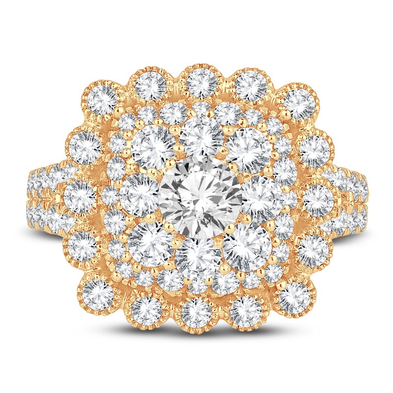 Diamond Engagement Ring 2-1/2 ct tw Round 14K Yellow Gold