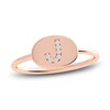 Thumbnail Image 1 of Juliette Maison Diamond Initial Oval Signet Ring 1/15 ct tw Round 10K Rose Gold