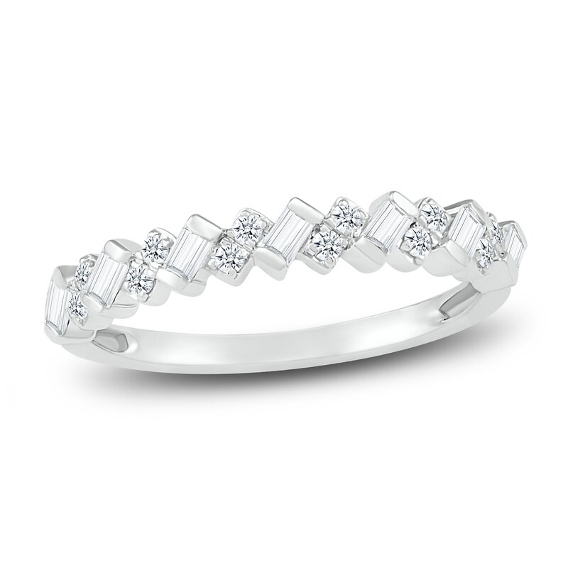 Diamond Stackable Ring 1/4 ct tw Baguette/Round 10K White Gold