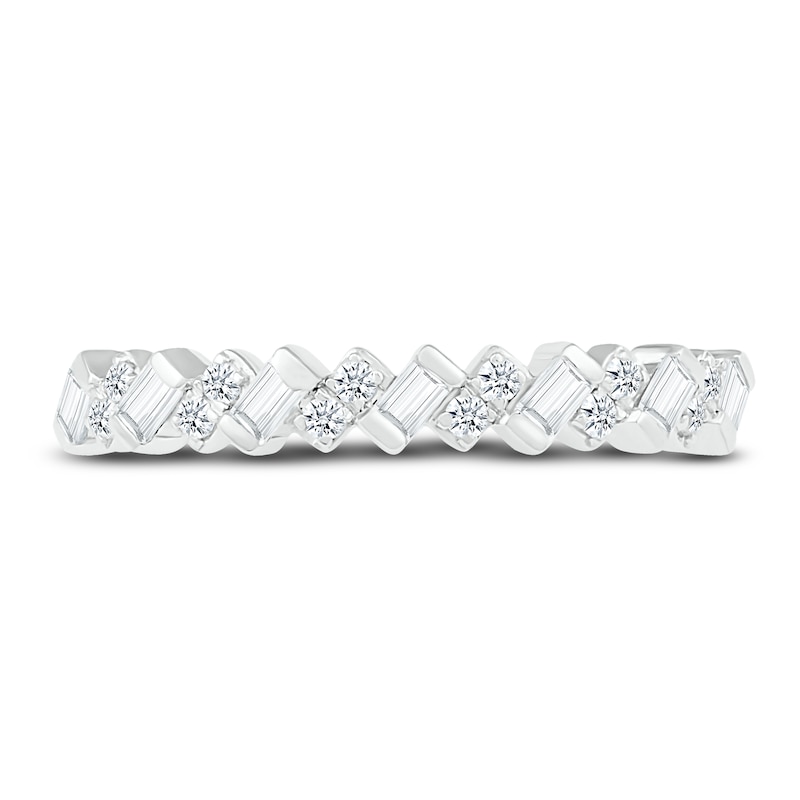 Main Image 3 of Diamond Stackable Ring 1/4 ct tw Baguette/Round 10K White Gold